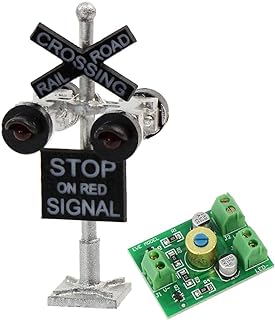 Evemodel JTD1506RP 1 Set N Scale Railroad TrainTrack Crossing Sign 3cm or 118inch 4 Heads LED Made  Circuit Board Flasher-Flashing Red Train Signal Lights Decoration and Party