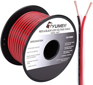 Tyumen 100FT 18 Gauge 2pin 2 Color Red Black Cable Hookup Electrical Wire LED Strips Extension Wire 12V24V DC Cable 18AWG Flexible Wire Extension Cord for LED Ribbon Lamp Tape Lighting