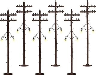 Lionel Electric O Gauge Model Train Accessories Lighted Scale Telephone Poles Pack of 6